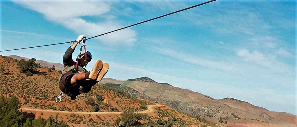 zipline over the Amanar estate near Marrakech, things to do in Marrakech at a boutique riad with hammam and heated pool